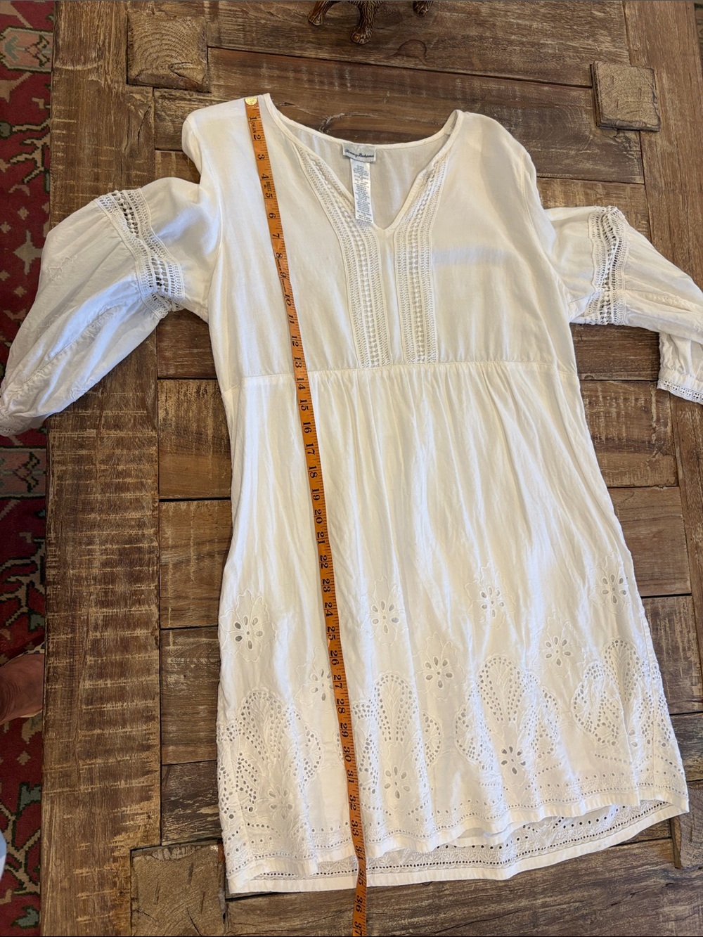 Tommy Bahama Split neck White Eyelet Cotton  Dress Swim Cover Up  L - Picture 4 of 7